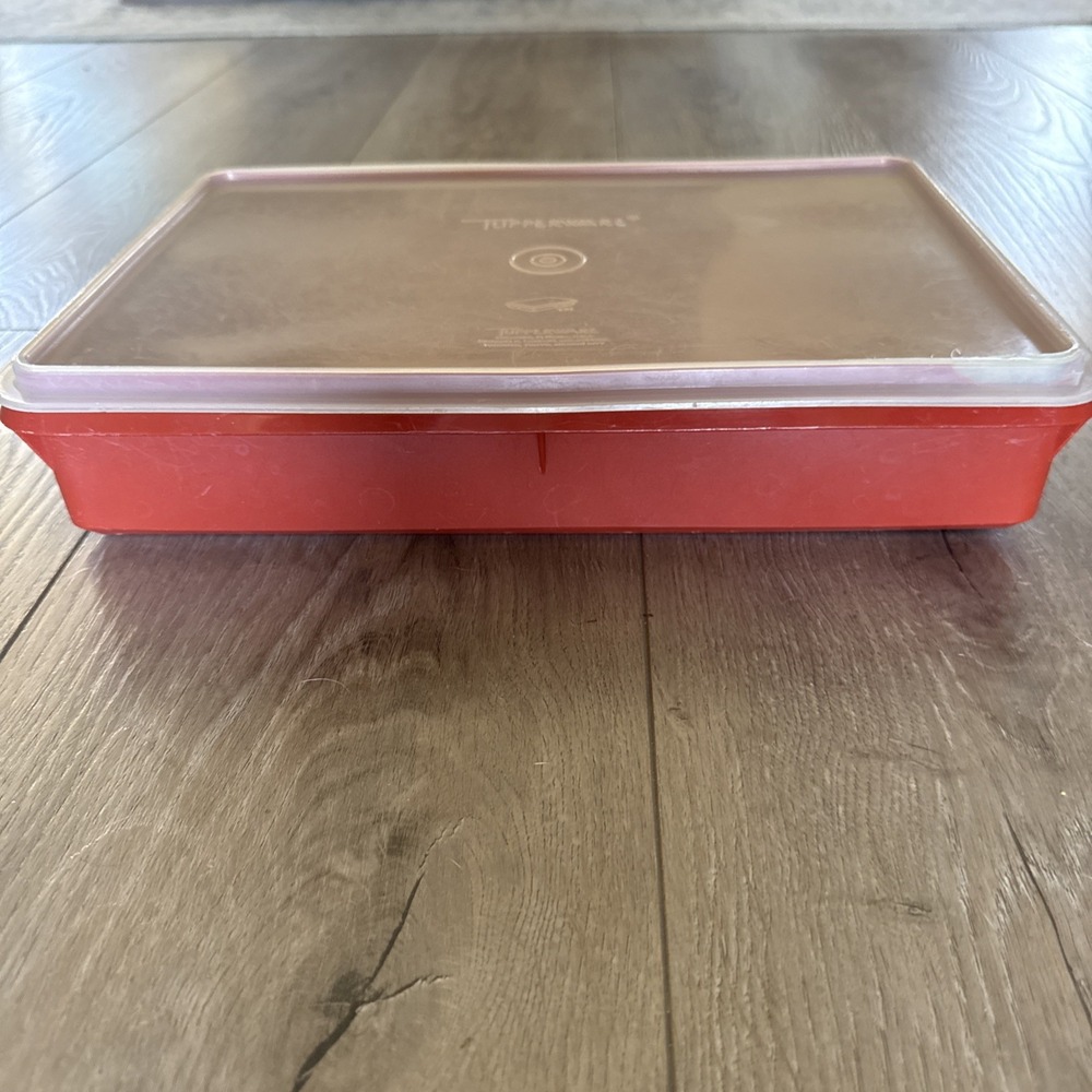 Vintage Tupperware Red-Orange Keeper 290-7 w/Lid 9"x13" Rectangular